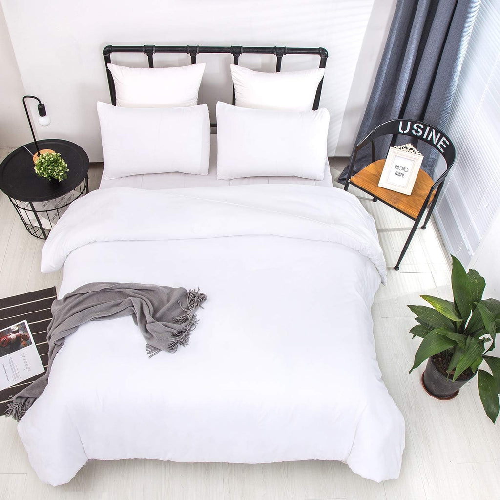 White Queen Comforter Set 3Pcs White Bedding Comforter Sets Soft All Season Queen Size Bed Comforter Set with 2 X Pillowcases