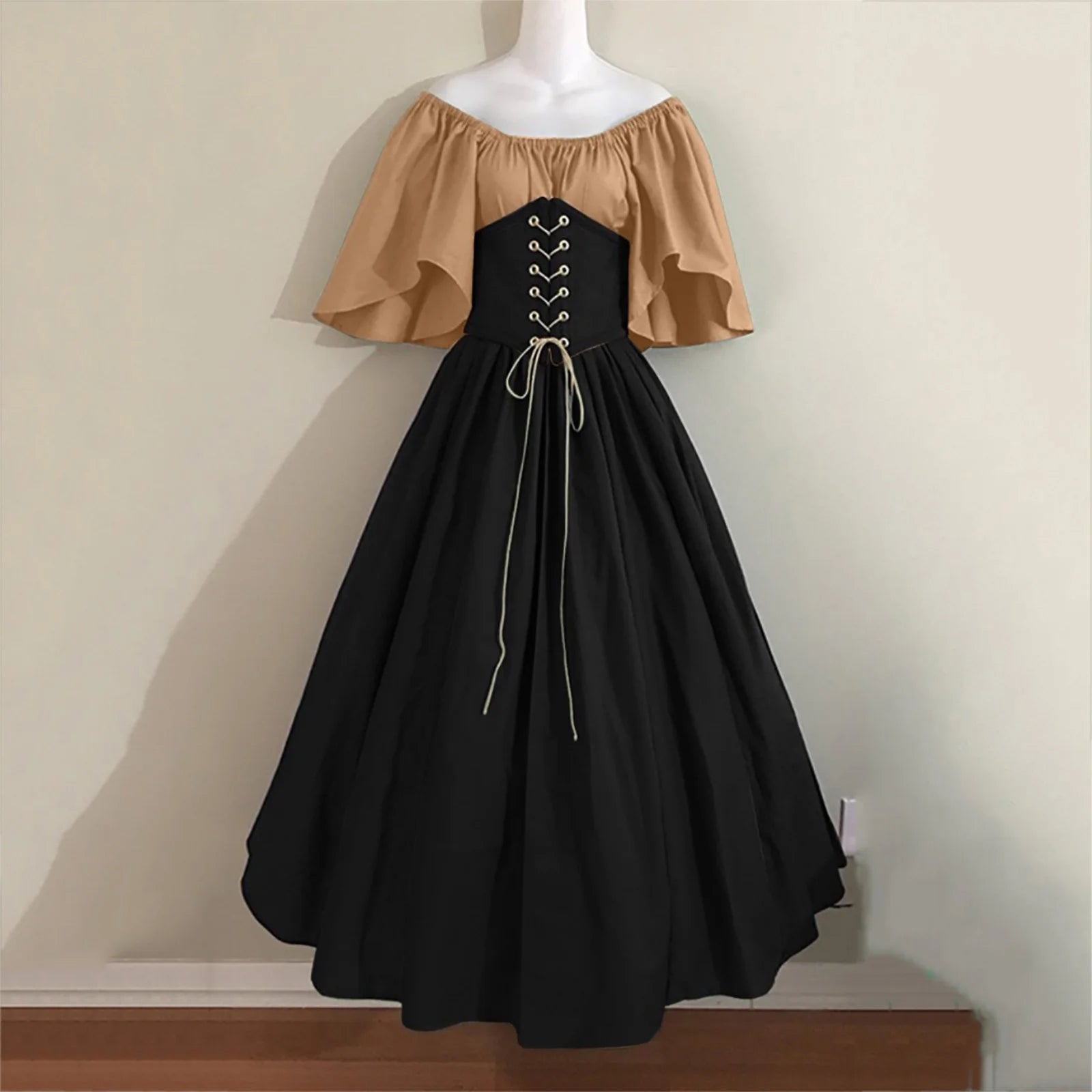 UPPADA Womens Renaissance Faire Dresses Medieval Irish Traditional plus Size Dresses Ruffle over Dress Corset Retro Cosplay Gown