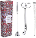 3 in 1 Candle Accessory Set - Candle Wick Trimmer, Candle Wick Dipper, Candle Wick Snuffer, Candle Care Tools Gift for Candle Lovers (Silver Tone)