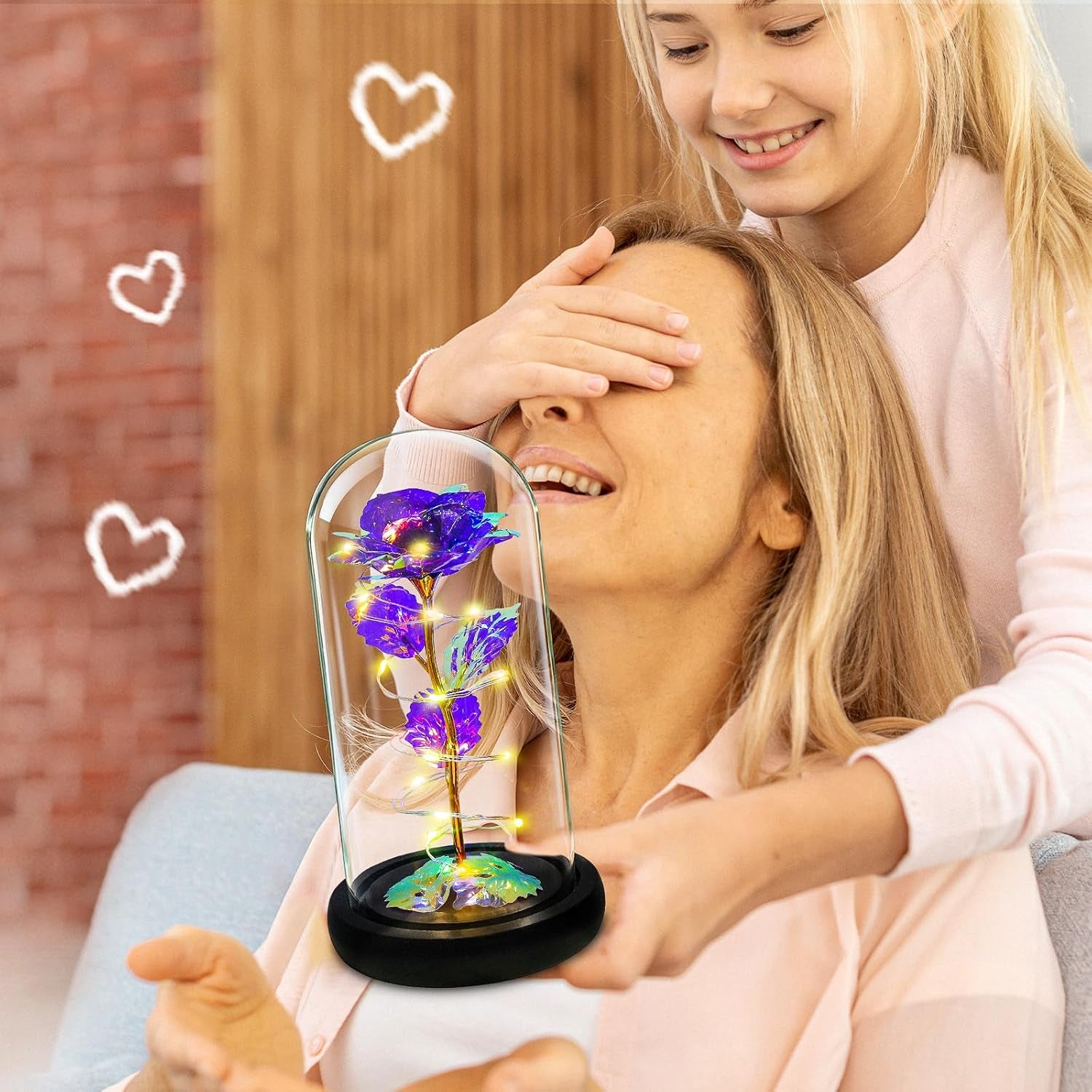 Mothers Day Mom Gifts for Mom,Birthday Gifts for Women Moms Grandma,Flowers for Delivery Prime,Purple Light up Rose in a Glass Dome,Anniversary Valentines Roses Gift for Her Wife Daughter