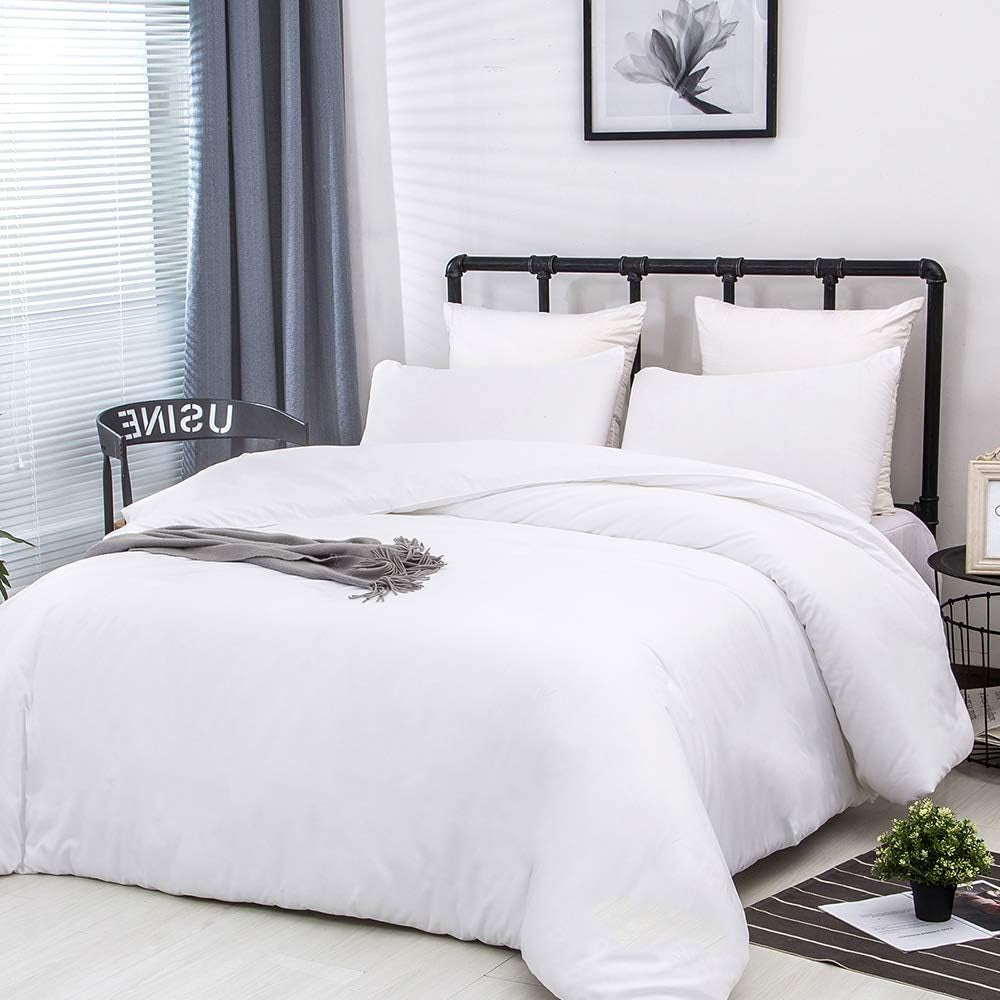 White Queen Comforter Set 3Pcs White Bedding Comforter Sets Soft All Season Queen Size Bed Comforter Set with 2 X Pillowcases