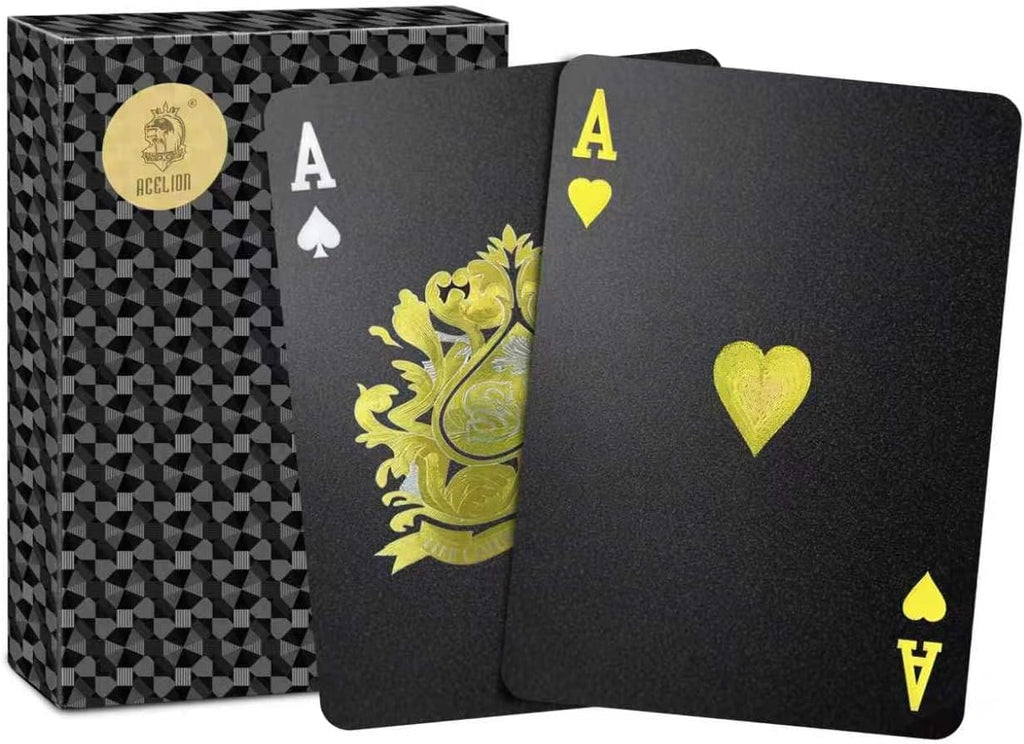 Waterproof Playing Cards, Plastic Playing Cards, Deck of Cards, Gift Poker (Black Diamond Cards)