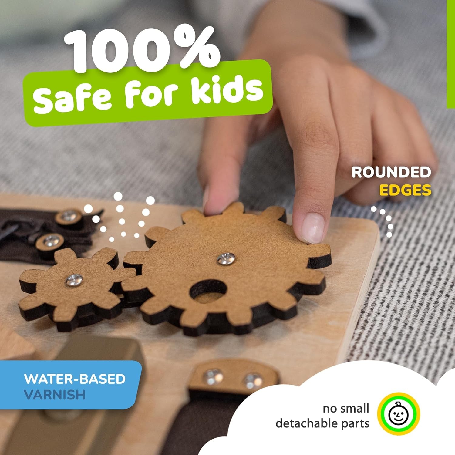 Toddler Busy Board, Premium Wooden Sensory Busy Board for Toddlers 1 2 3 Year Old with 10 Educational Activities for Fine Motor Skills, Fidget Activity Toy for Travel