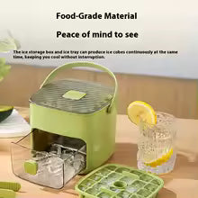 Double layer portable 48 grid press type ice maker with large capacity and easy demolding. Handheld ice box with lid and drawer