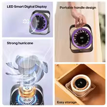 Newest Portable 4000mAh Rechargeable Table Fan Angle Adjustable Wall Fan Remote Control Touch Screen Mini High-speed Cooling Fan