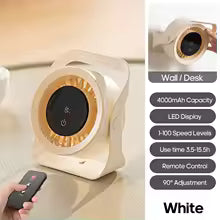 Newest Portable 4000mAh Rechargeable Table Fan Angle Adjustable Wall Fan Remote Control Touch Screen Mini High-speed Cooling Fan