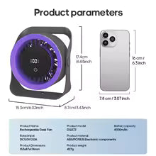 Newest Portable 4000mAh Rechargeable Table Fan Angle Adjustable Wall Fan Remote Control Touch Screen Mini High-speed Cooling Fan