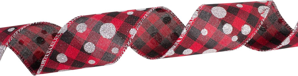 36 Yards 2.5" Wired Burlap Buffalo Checkered Christmas Ribbon, Jute Gift Wrapping Ribbon Wreath Bows Garlands Swag Decorations, Assorted Fabric Ribbons (6 X 6 Yard) - Classic Red/Black Plaid