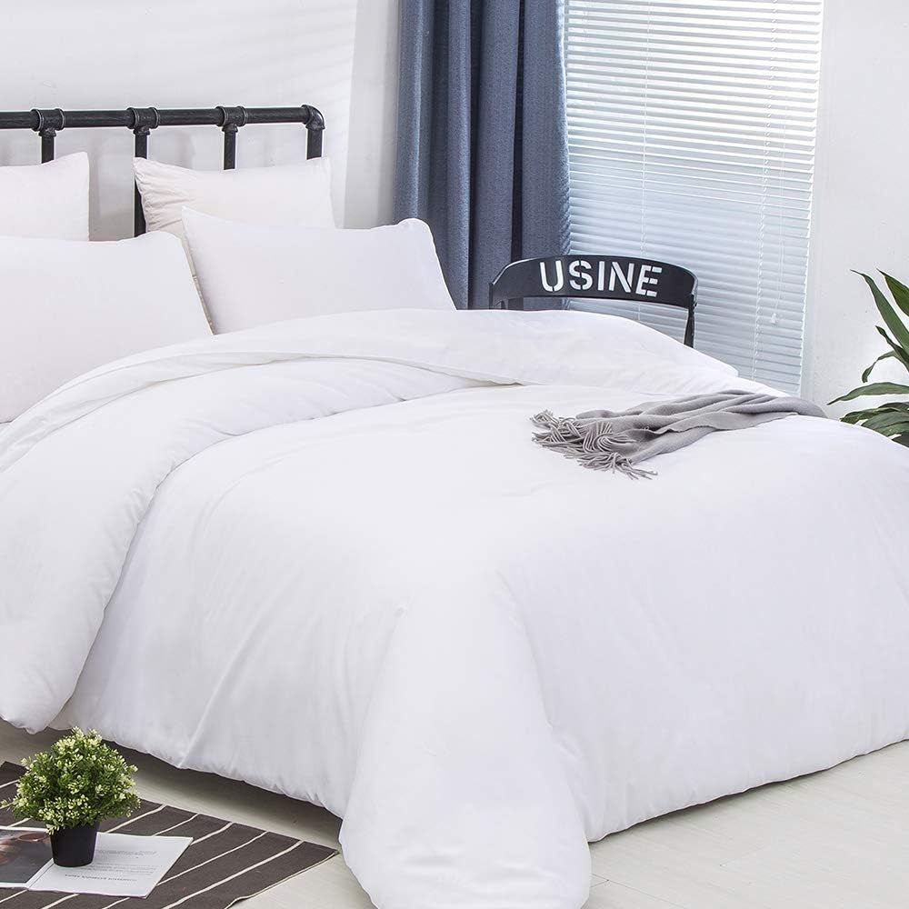 White Queen Comforter Set 3Pcs White Bedding Comforter Sets Soft All Season Queen Size Bed Comforter Set with 2 X Pillowcases