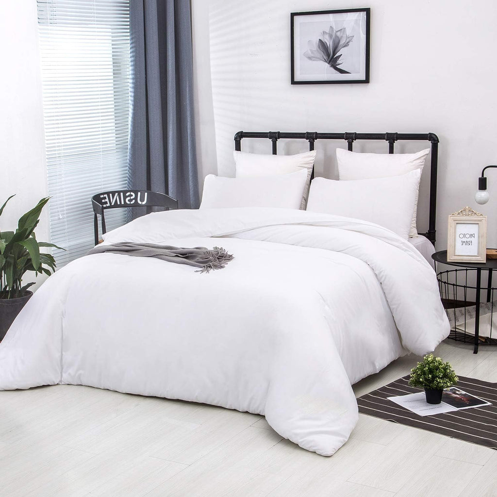 White Queen Comforter Set 3Pcs White Bedding Comforter Sets Soft All Season Queen Size Bed Comforter Set with 2 X Pillowcases