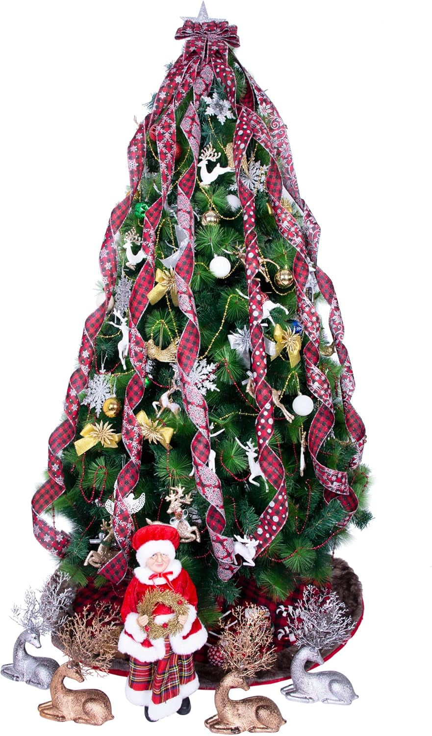 36 Yards 2.5" Wired Burlap Buffalo Checkered Christmas Ribbon, Jute Gift Wrapping Ribbon Wreath Bows Garlands Swag Decorations, Assorted Fabric Ribbons (6 X 6 Yard) - Classic Red/Black Plaid